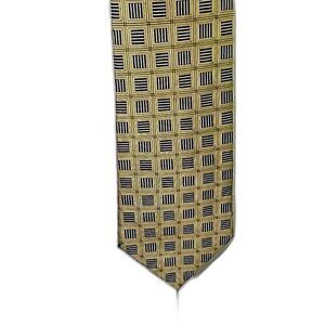 Nautica Tie 100 Percent Silk Greenish Yellow and Black Width 3.75"